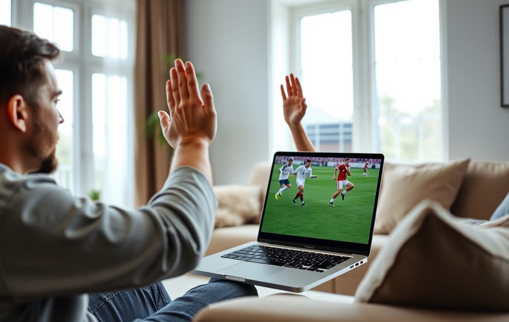 To venner som feirer en vunnet fotballtipp, ser fornøyde ut